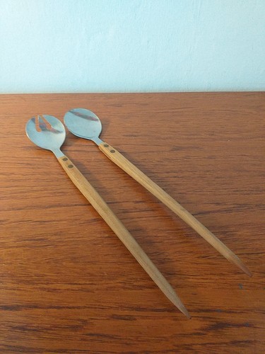 Midcentury salatbesteck teak - salatbesteck,